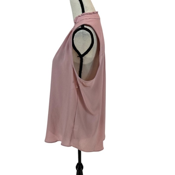 Gibsonlook Sleeveless V Neck Ruffle Collar Blouse - Rose Pink - size Medium - Picture 4 of 7